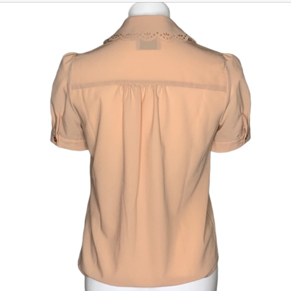 ASOS Peach Button Up Laser Cut Blouse 4 - Picture 3 of 8